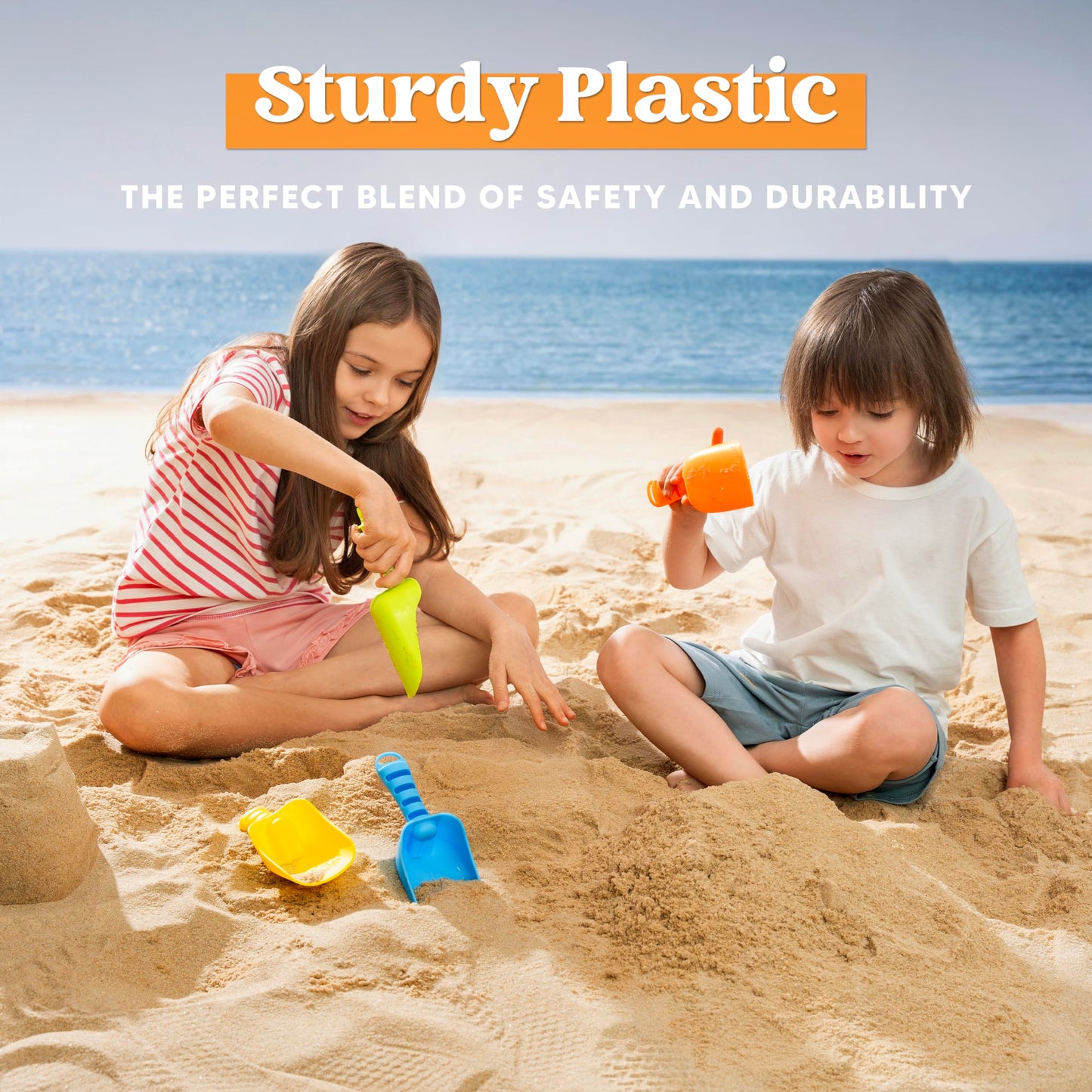 Sloosh Beach Sand Shovels for Kids - 4 Packs Shovels Colorful Scoops Travel Sand Toys for Toddlers Kids Outdoor Digging Play, Heavy Duty Plastic