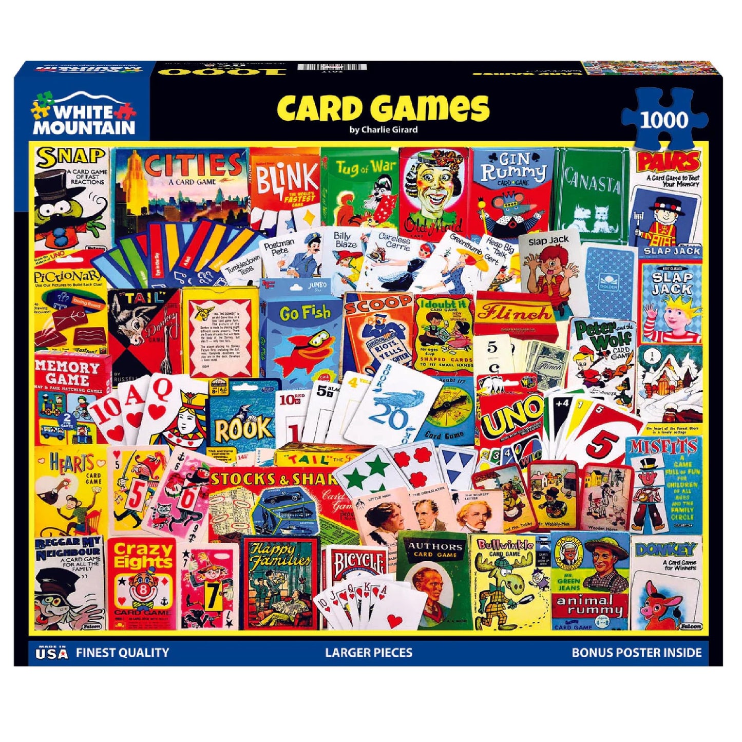 White Mountain 1000 Piece Jigsaw Puzzle Nostalgic Classics, Card Games