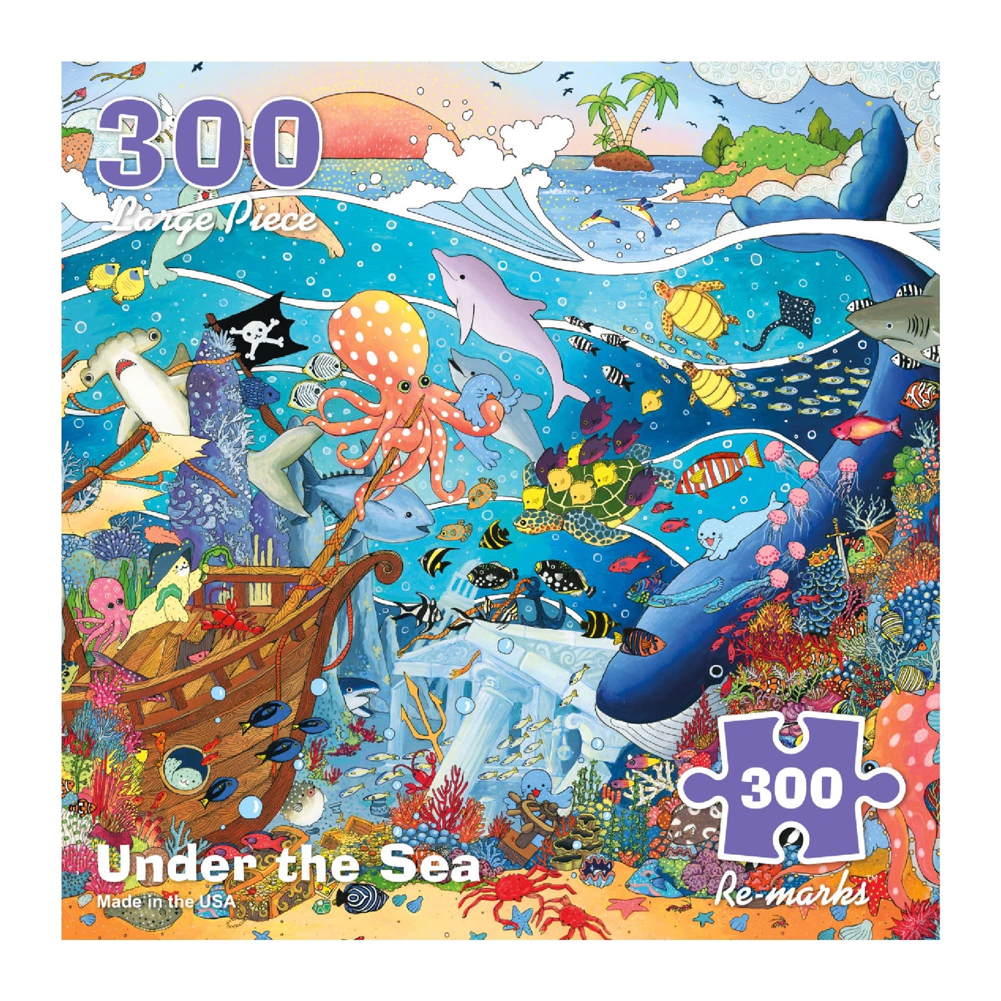 Re-marks Under the Sea Illustrated Puzzle, 300-Piece Jigsaw Puzzle for All Ages