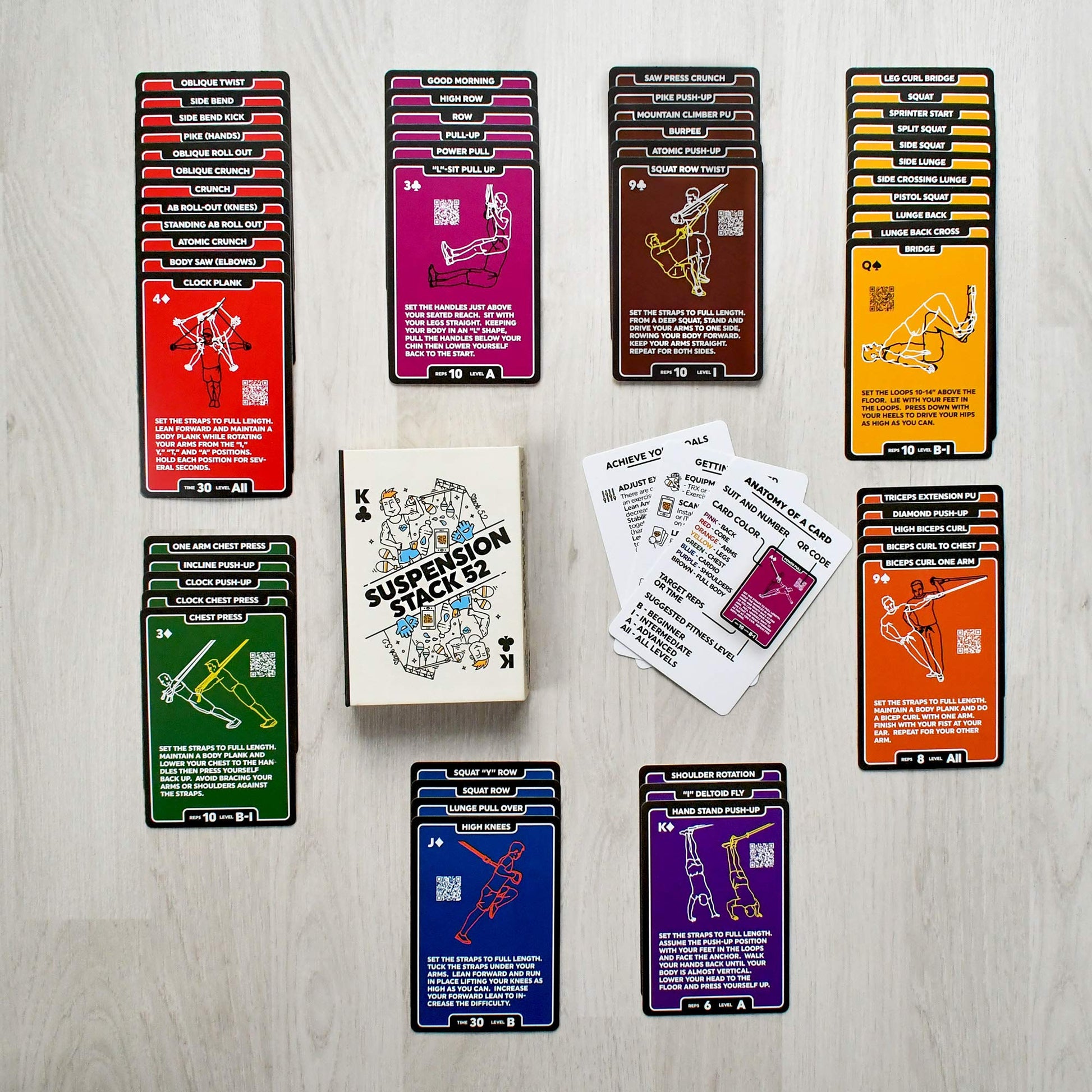 Stack 52 Suspension Exercise Cards. Compatible with TRX.