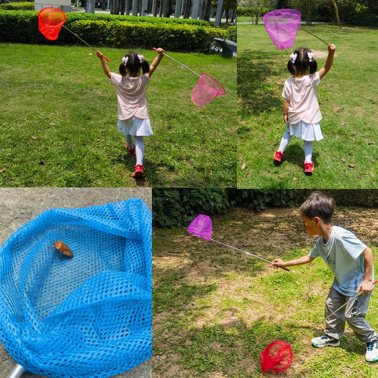 2 Pack Telescopic Butterfly Nets - Great for Catching Insects Bugs Fishing - Outdoor Toy for Kids Playing - Extendable from 6.8" to 34" and Anti Slip