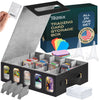 TEZRIX 5-row Trading Card Storage Box with Display Windows | Magnifier Ruler, 2 Display Stands, 7 Cardholders & 24 Category Tabs Included | 3900+ Card