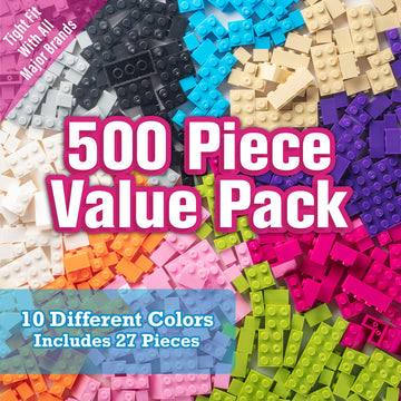 500 Pieces Friends Pastel Building Block Bricks - 10 Colors, 9 Shapes & 27 Roof Pcs - Compatible & Tight Fit w All Major Brands - Great for Activity