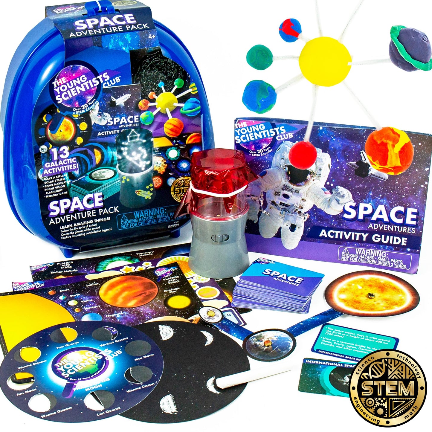 The Young Scientists Club Space Adventures Pack, STEM Kit, 13 Educational Activities, Includes Reusable Backpack, Space Navigator, DIY Constellations