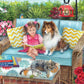 Bits and Pieces - 300 Piece Jigsaw Puzzle for Adults - Story Time - Dog and Cat on The Patio Wicker Furniture Girl Book Jigsaw Puzzle by Artist Brooke