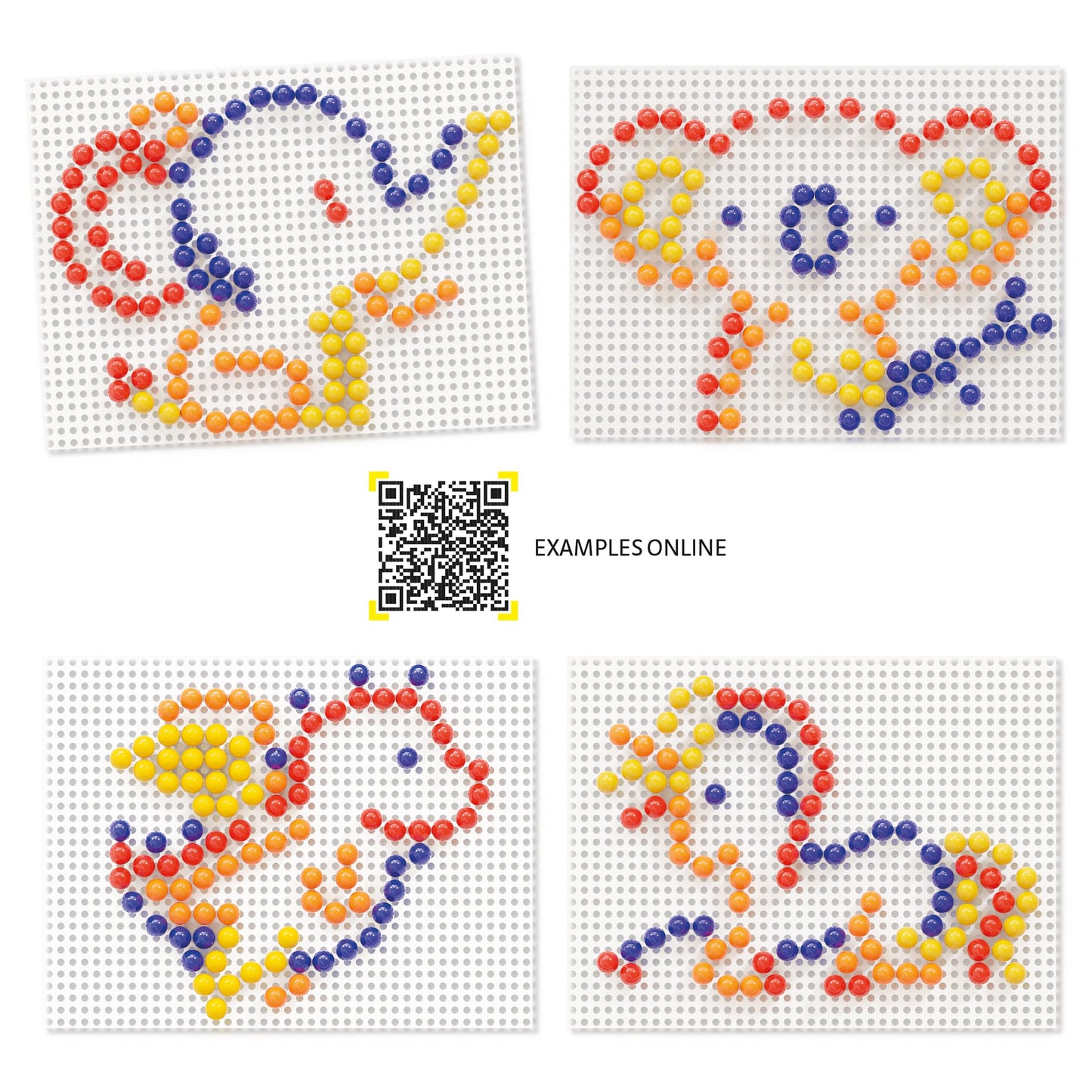 Quercetti Fantacolor Basic Pegboard Toy - 100 Pieces with 10mm Pegs in 4 Colors to Create Mosaic Art, for Kids Ages 3-6 Years,Multi Color