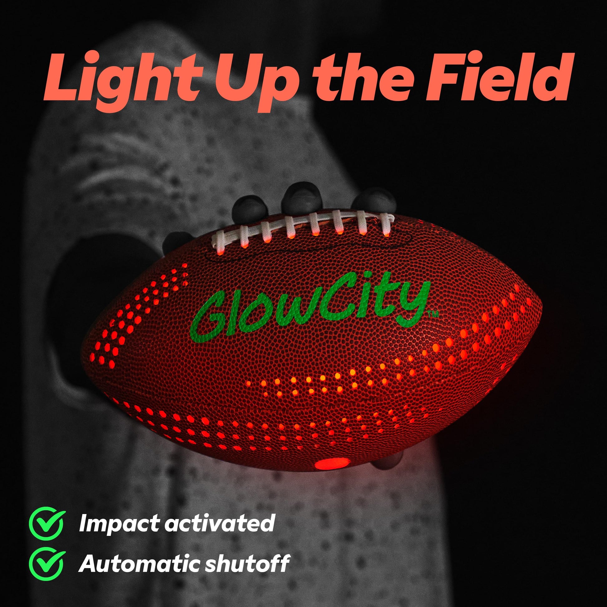 GlowCity Glow in The Dark Football - Size 6 Light Up PU Ball for Teen Boys & Adults - Cool Sports Gift for Night Outdoor Games - Birthday Gifts Ideas