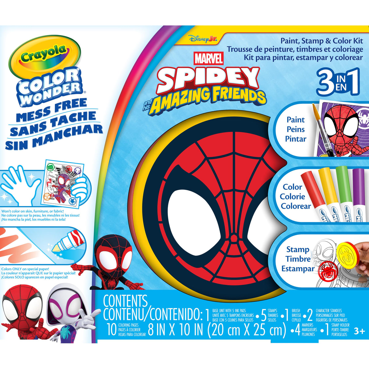 Crayola Color Wonder 3in1 Spidey & His Amazing Friends Kit - Spiderman Mess Free Coloring Set, Travel Activity, Gift for Toddlers, Ages 3+