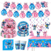 Stitch Party Supplies, Birthday Party Decorations Set Includes Banner, Plates, Napkins, Cups, Hanging Swirls, Tablecloth for Boys Girls Stitch Angel