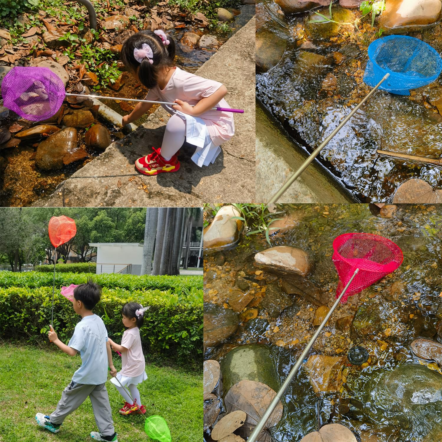2 Pack Telescopic Butterfly Nets - Great for Catching Insects Bugs Fishing - Outdoor Toy for Kids Playing - Extendable from 6.8" to 34" and Anti Slip