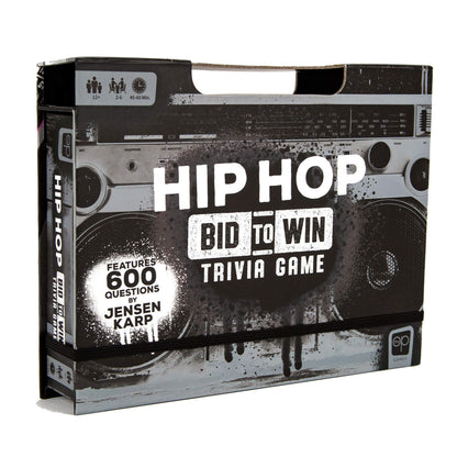 USAOPOLY Hip Hop Bid to Win Trivia Game | Music Board Game Featuring 600 Questions with a Hip Hop Trivia Theme | Custom Game Box Converts from Boom