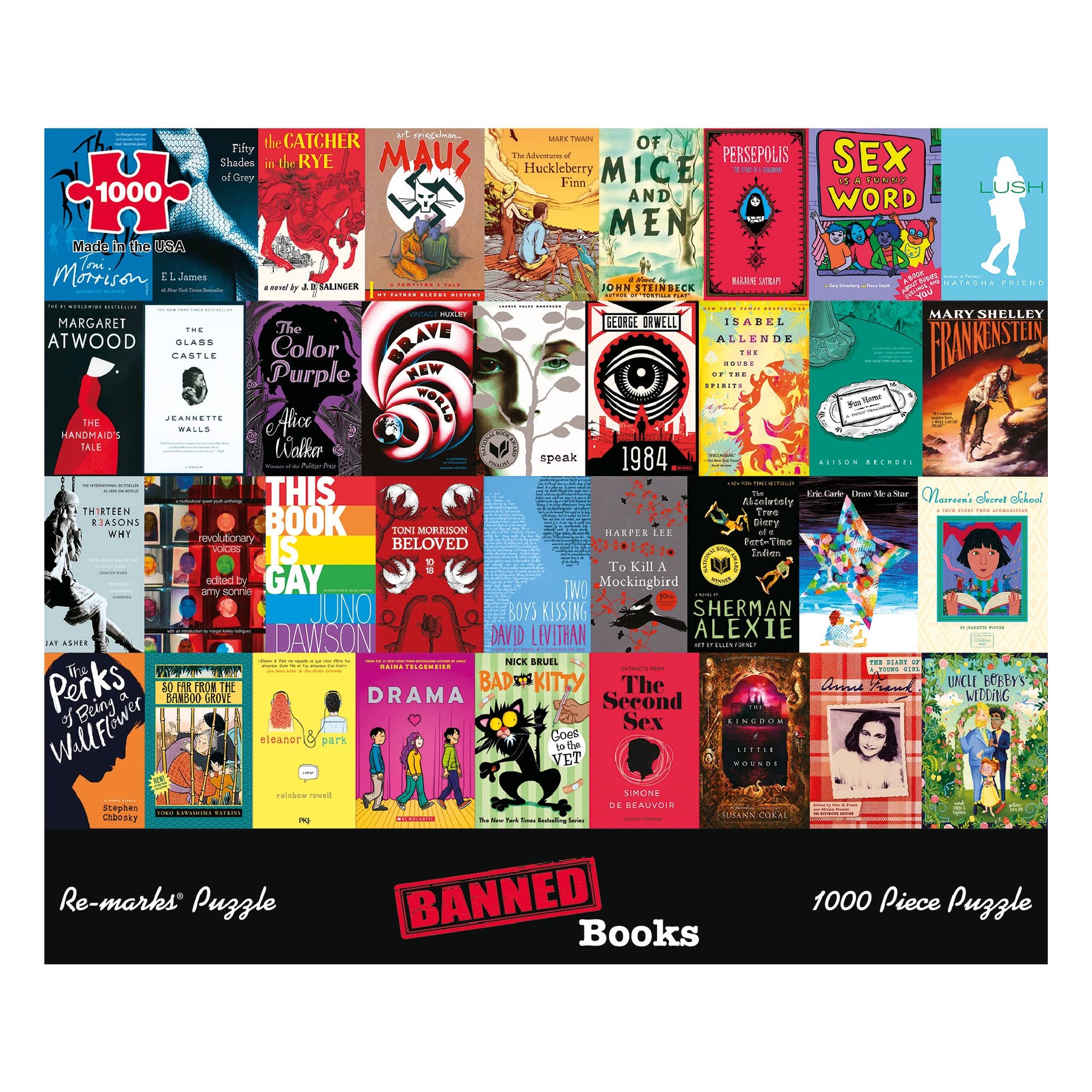 Re-marks Banned Books Puzzle, 1,000-Piece Jigsaw Puzzle for All Ages