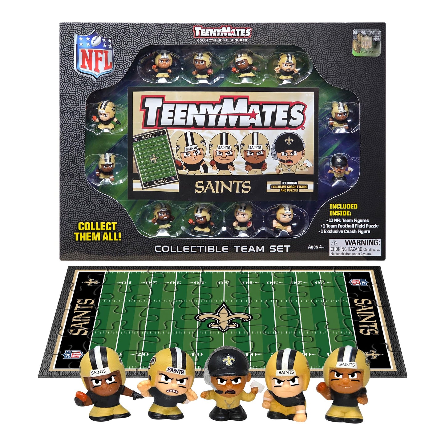 TeenyMates NFL Football Action Figures Gift Set, New Orleans Saints