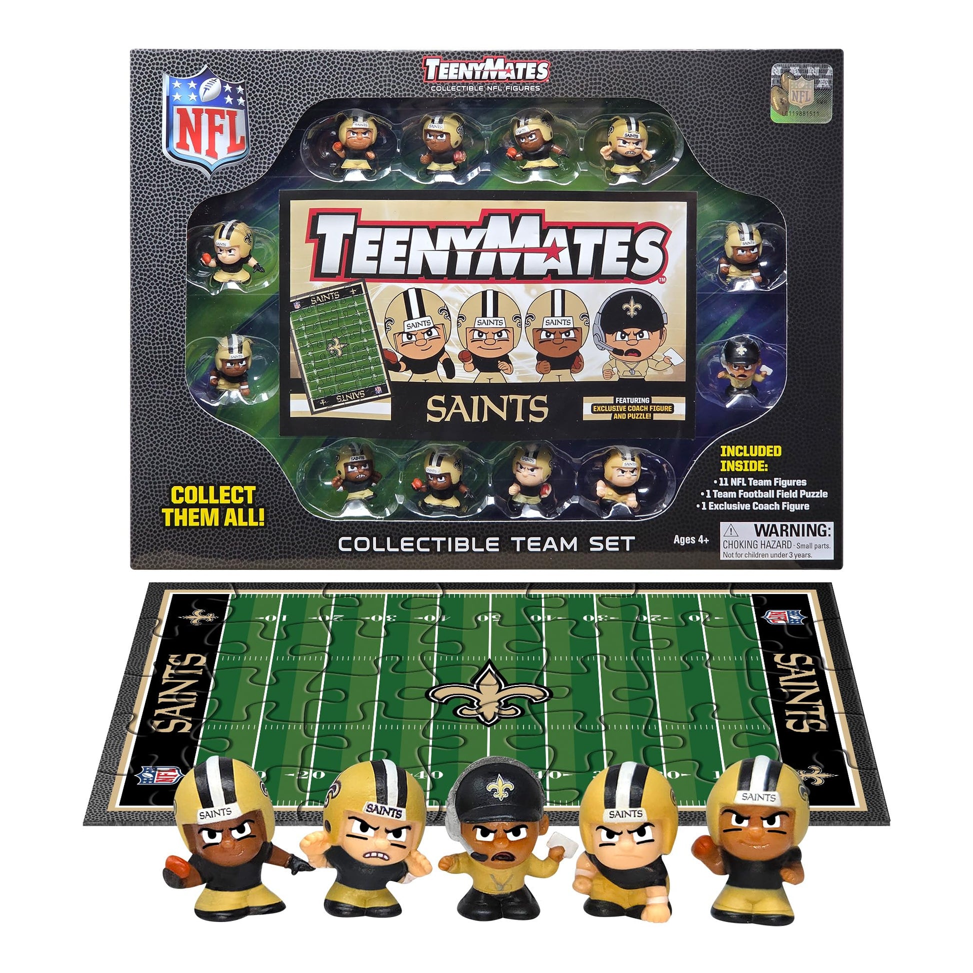 TeenyMates NFL Football Action Figures Gift Set, New Orleans Saints