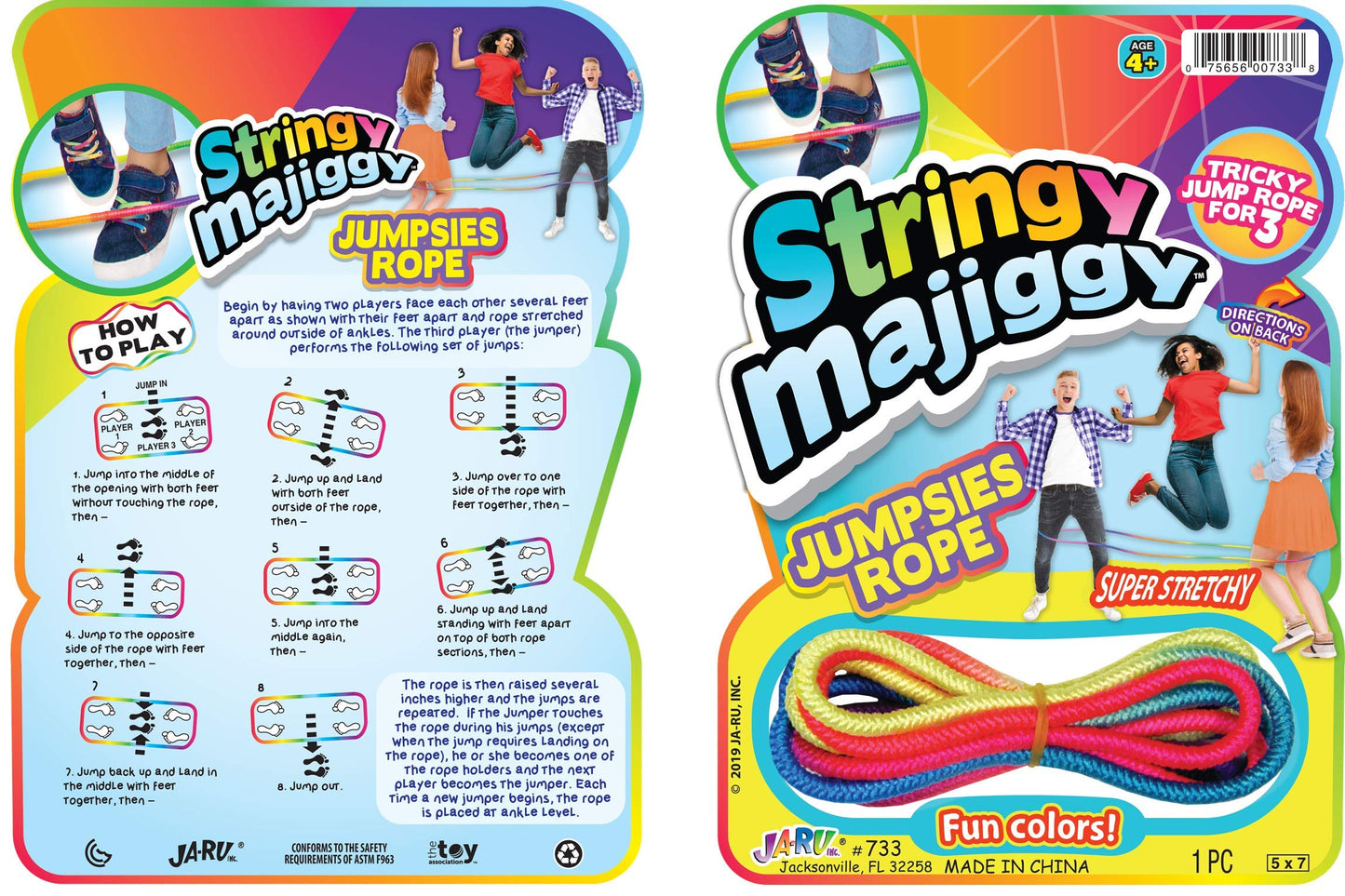 Fun A Ton Elastic Chinese Jump Rope (12 Skipping Rope) Colorful Stretchy Jump Rope for Kids. Boys and Girls Party Favor. Physical Education Equipment