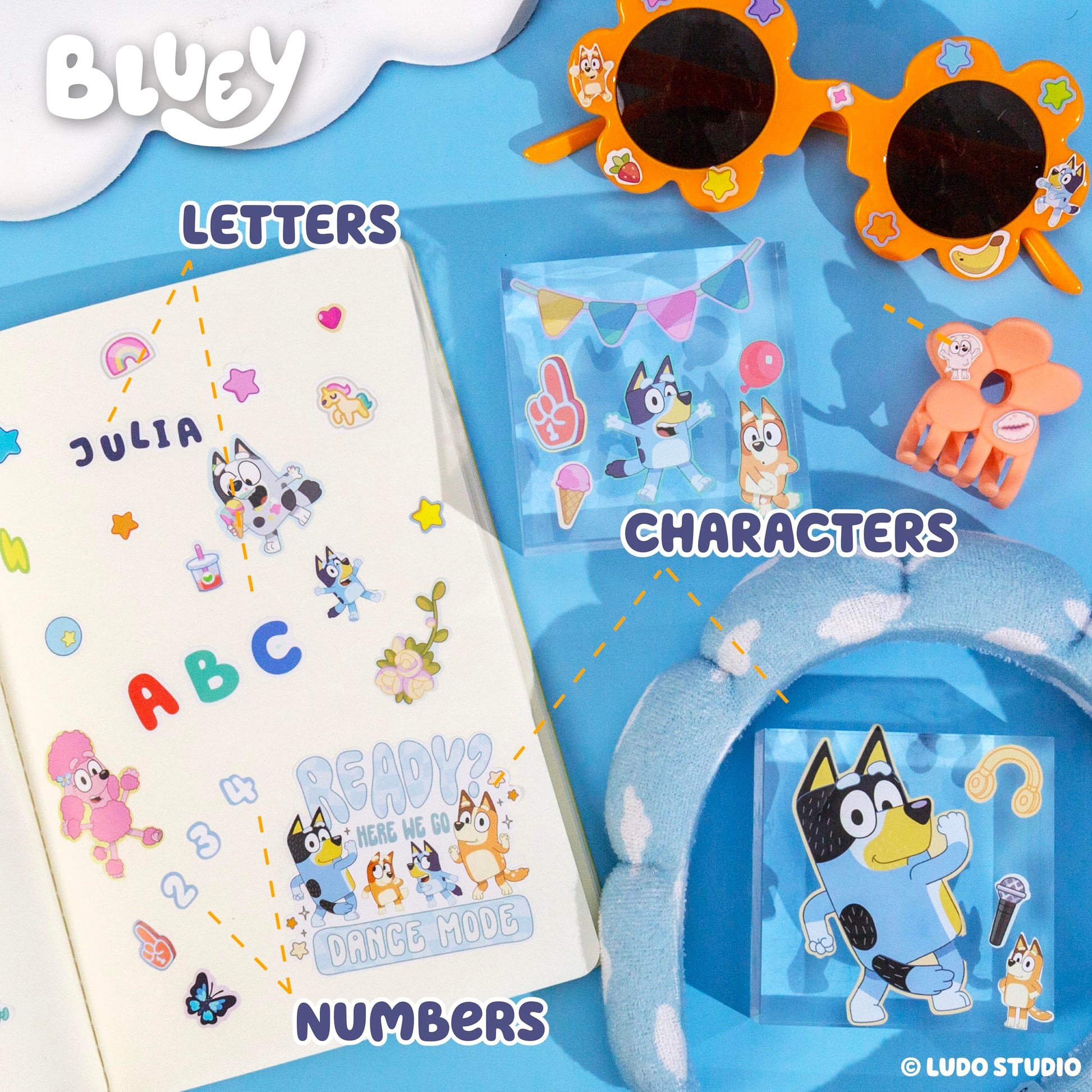Horizon Group USA Sticker Book with Large and Small Sizes, Kids Stationary for Water Bottle, Notebooks, and Party Favors, Bluey