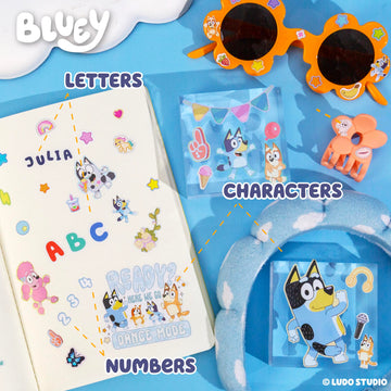 Horizon Group USA Sticker Book with Large and Small Sizes, Kids Stationary for Water Bottle, Notebooks, and Party Favors, Bluey