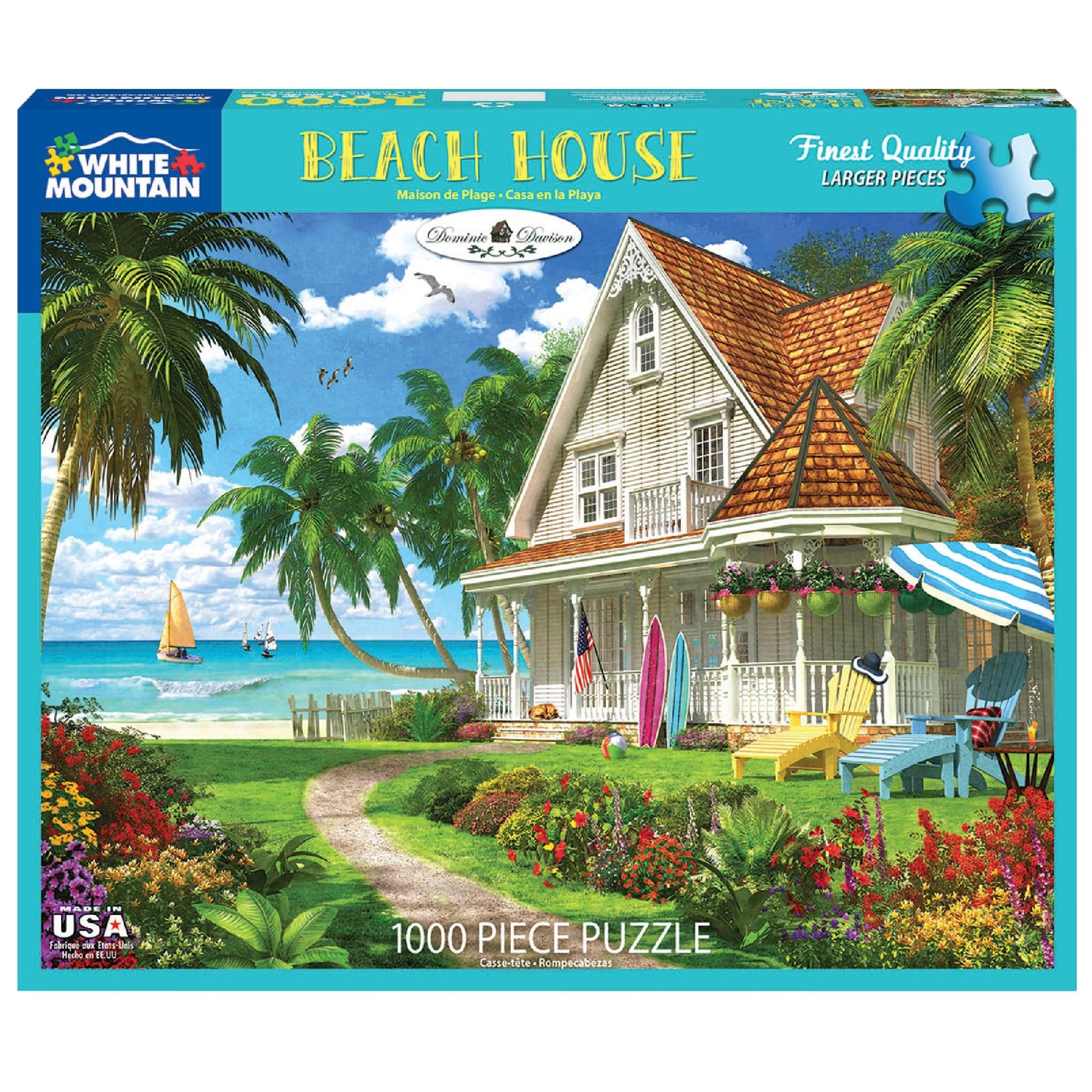 White Mountain 1000 Piece Jigsaw Puzzle Summer Ocean Scene, Beach House