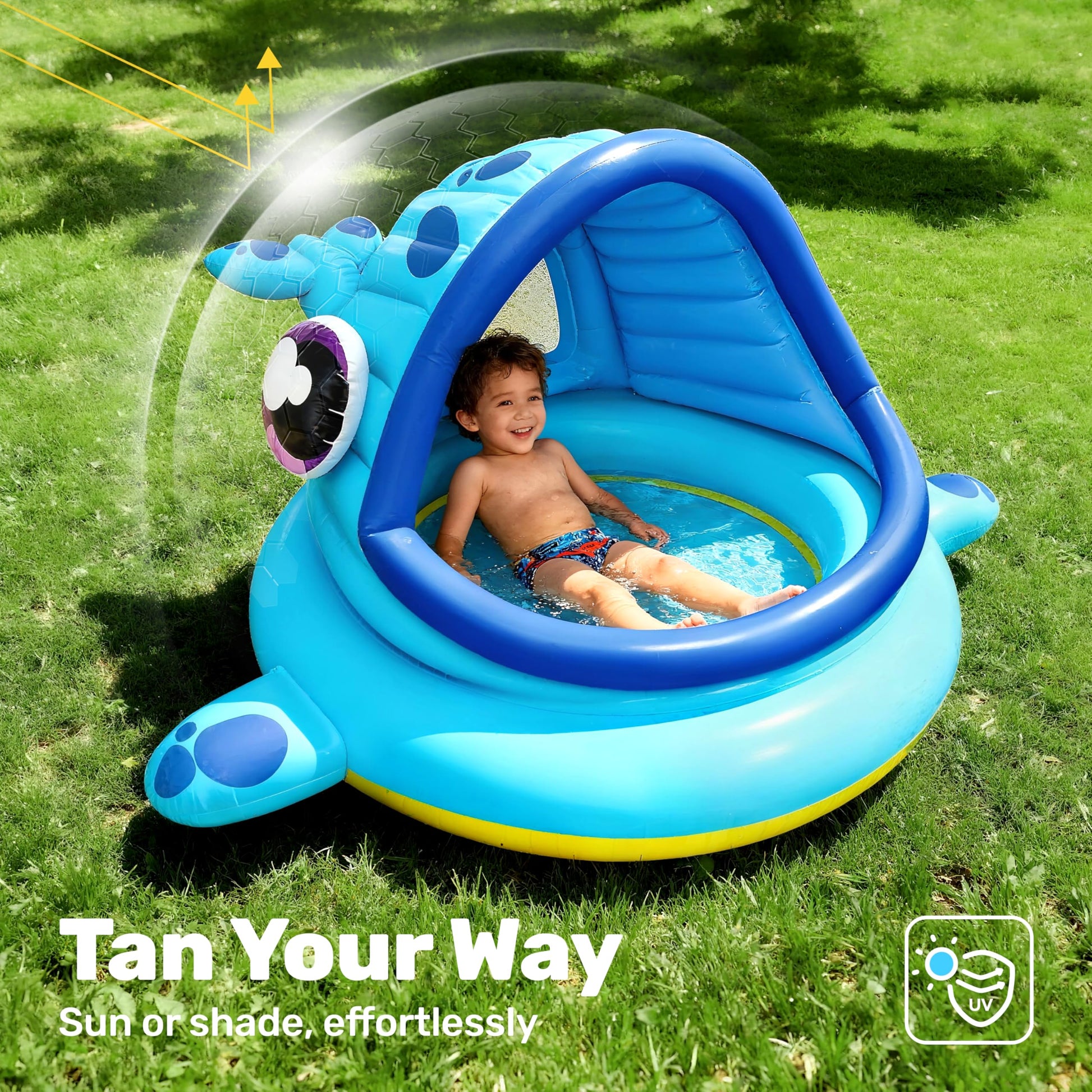 JOYIN Inflatable Shade Kiddie Pool,Whale Baby Pool Tent, Infant Swimming Pool for Kids （54" x 56" x 28"）,Blow Up Toddler Pool for Swim Party Toys
