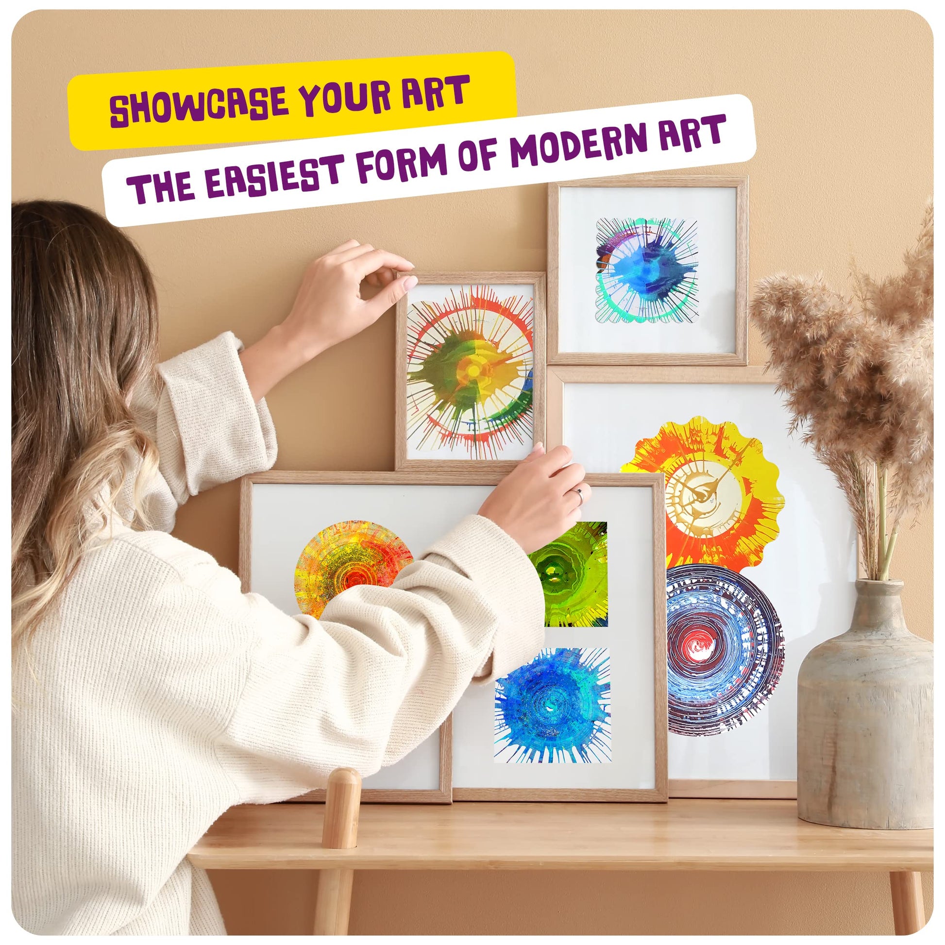 Dan&Darci Paint Vortex Spin Art Machine - Kids Art Kit for Boys & Girls Ages 6+, Motorized Spinner with Splash Guard, Metallic Paints & 20 Artboards