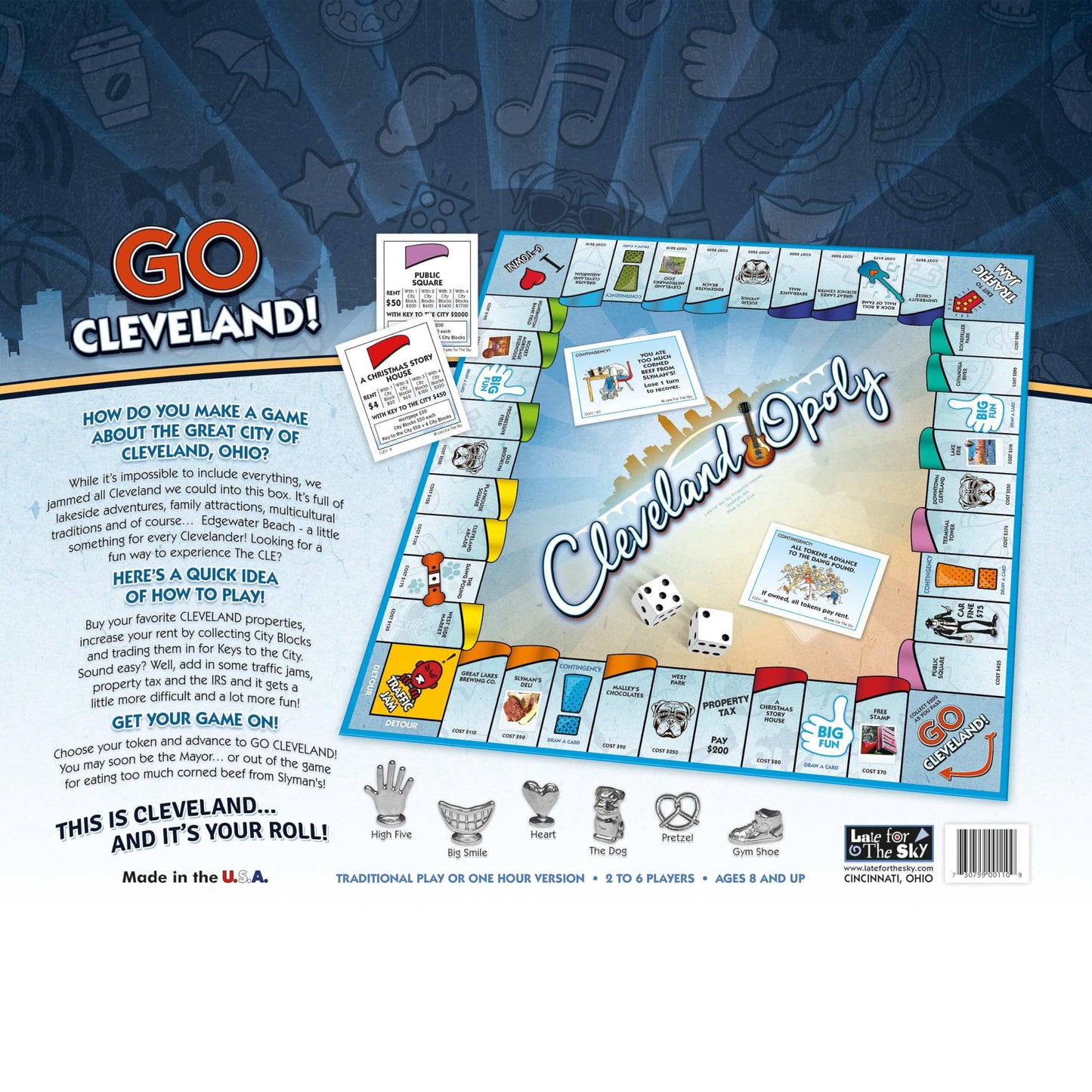 Late for The Sky Cleveland-Opoly Board Game - Cleveland Ohio City Edition Family Property Trading Game for Kids & Adults, 2-6 Players, Ages 8+, Game