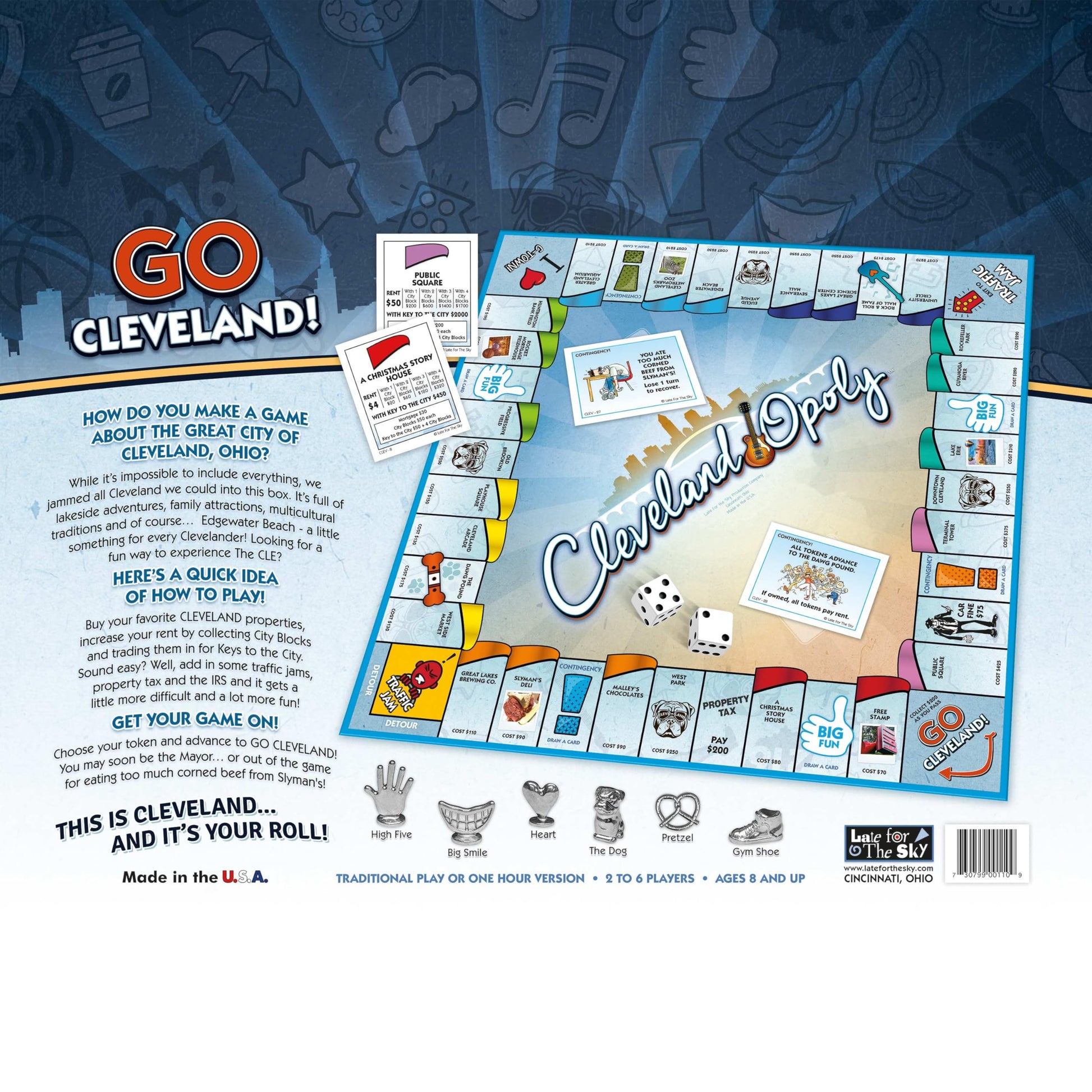 Late for The Sky Cleveland-Opoly Board Game - Cleveland Ohio City Edition Family Property Trading Game for Kids & Adults, 2-6 Players, Ages 8+, Game