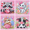 Diamond Art Kits for Kids, 4 Pieces Cartoon Animals Diamond Painting Kits for Adults Beginner, 5D Full Round Drill Gem Art Arts and Crafts for Kid