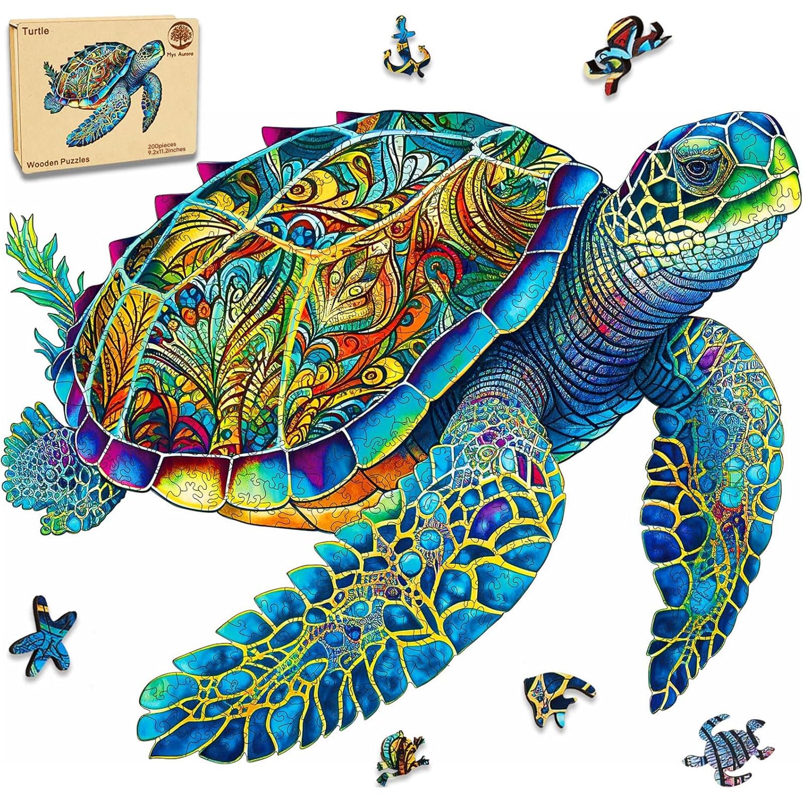 Mys Aurora Wooden Puzzles, Sea Turtle Jigsaw Puzzles 200 Pieces
