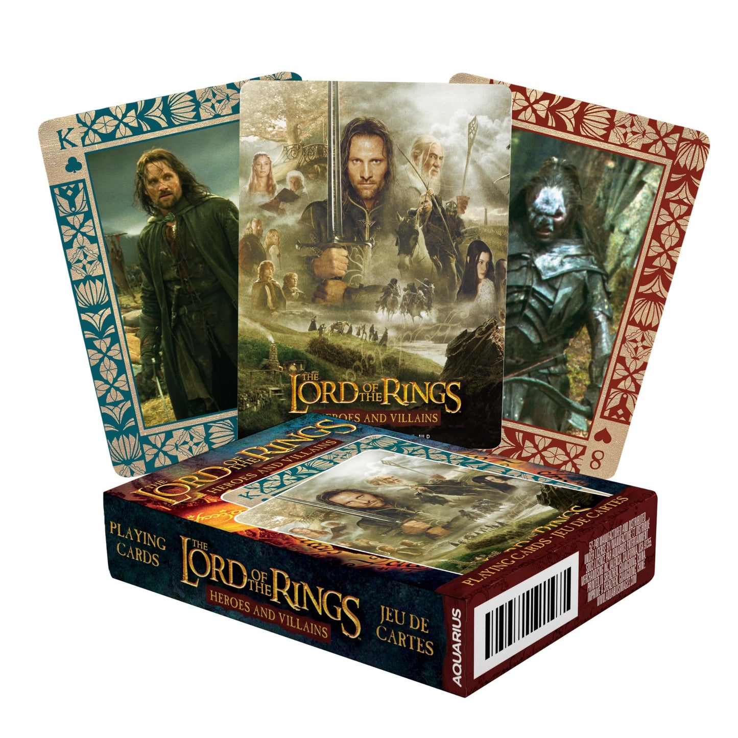 AQUARIUS Lord of the Rings Heroes and Villains Playing Cards Standard Size - Themed Novelty Deck with 52 Unique Fantasy Movie Designs - Collectible