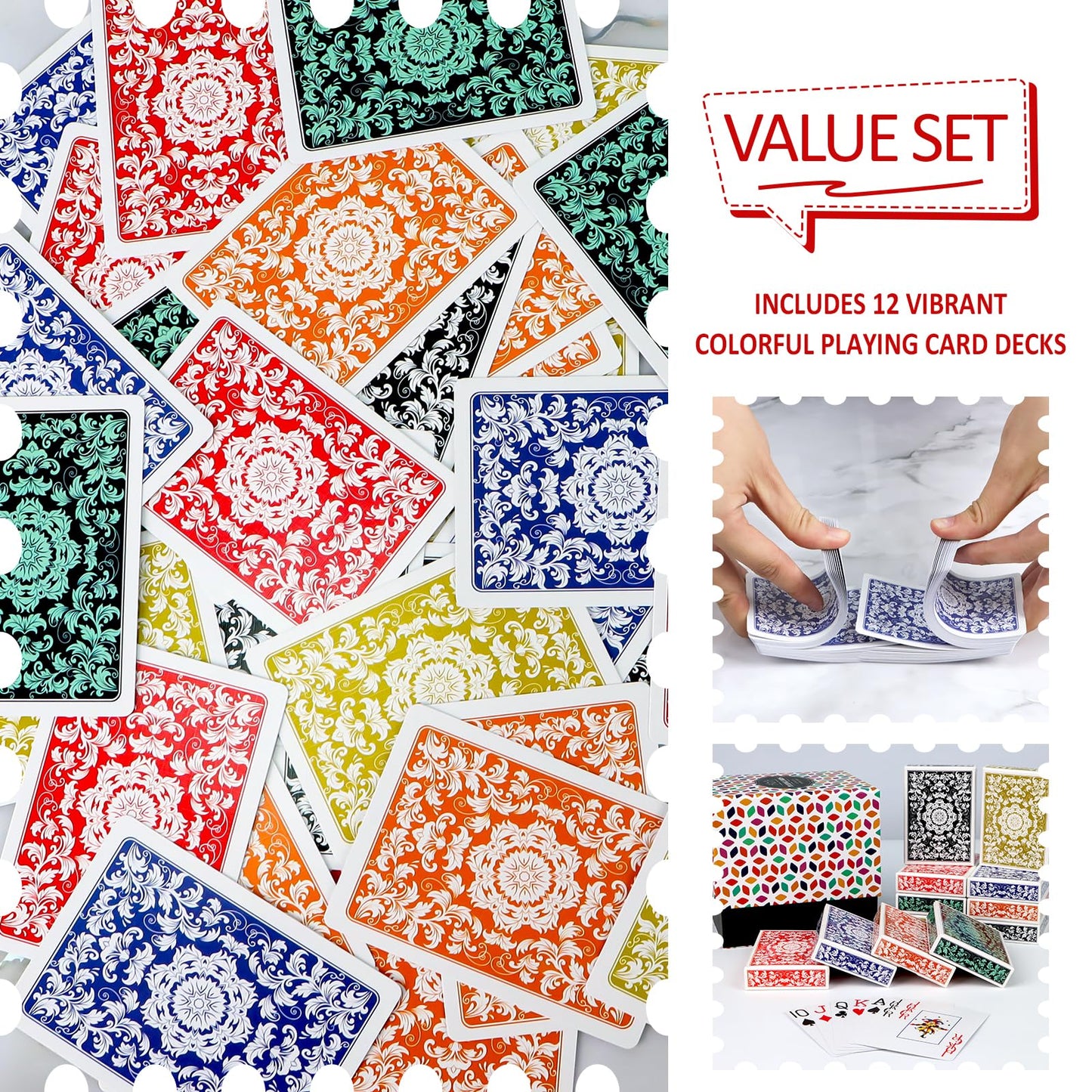 Metsyth Playing Cards 12 Pack,Decks of Cards,Jumbo Large Print Playing Cards for Adults Seniors,Colorful Poker Cards Bulk with Gift Box for Activities