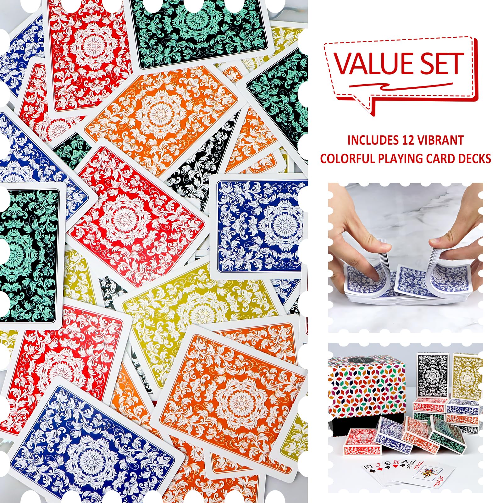 Metsyth Playing Cards 12 Pack,Decks of Cards,Jumbo Large Print Playing Cards for Adults Seniors,Colorful Poker Cards Bulk with Gift Box for Activities