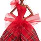 Barbie Signature Doll, 2024 Holiday Fashion Doll with Brown Hair Wearing Plaid Gown, Seasonal Collector Gift in Displayable Packaging