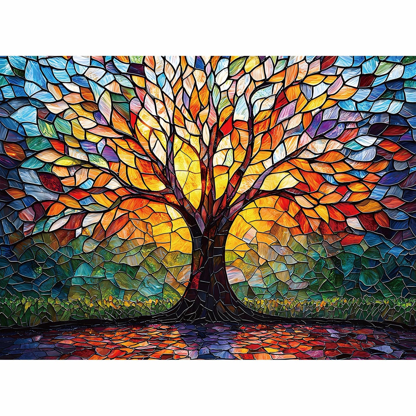 Puzzles for Adults 500 Pieces, Stained Glass Jigsaw Puzzles - Tree of Life, Impossible Tree Puzzle, Finished Size 20.47 * 14.96”, with 1:1 Poster