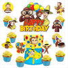 25pcs Cartoon For George of Curious Birthday Decorations with 24pcs Cupcake Toppers,1pcs Cake Topper for Cartoon Birthday Party Supplies.