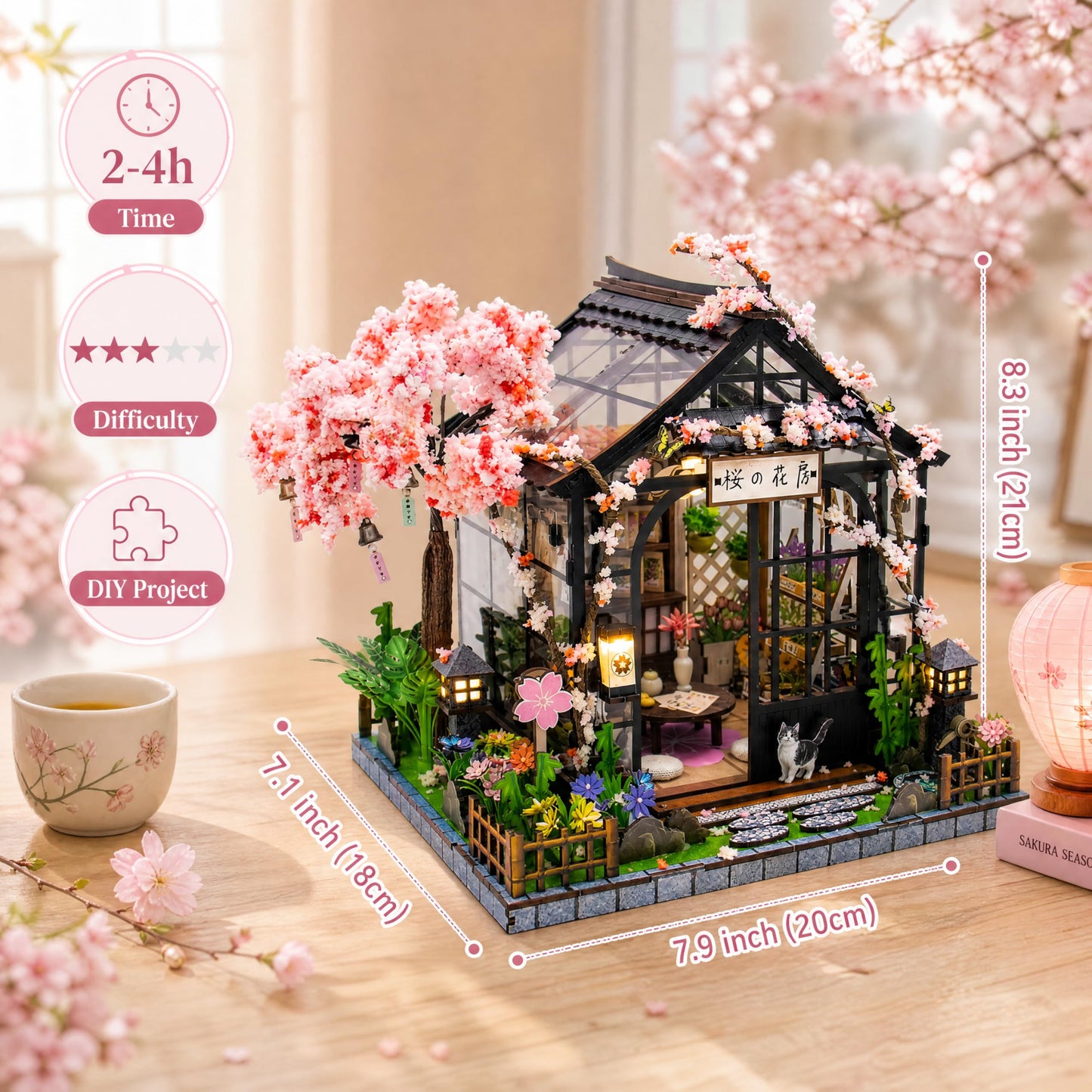 DIY Miniature House Kit, DIY Book Nook with LED Light | 3D Puzzles for Adults and Teens, Building Kits for Bookshelf Decor, Creative Gift for Craft