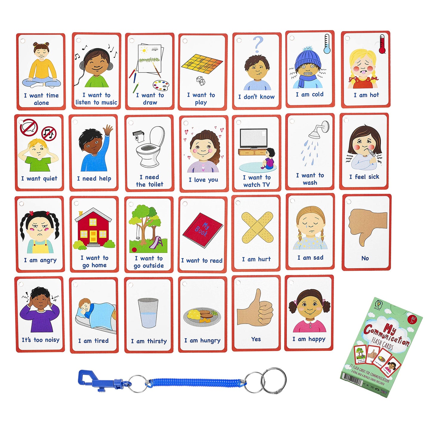 Amonev Special Needs My Communication Cards for Special Ed, Speech Delay Non Verbal Children and Adults with Autism 27 Flashcards for Visual aid or