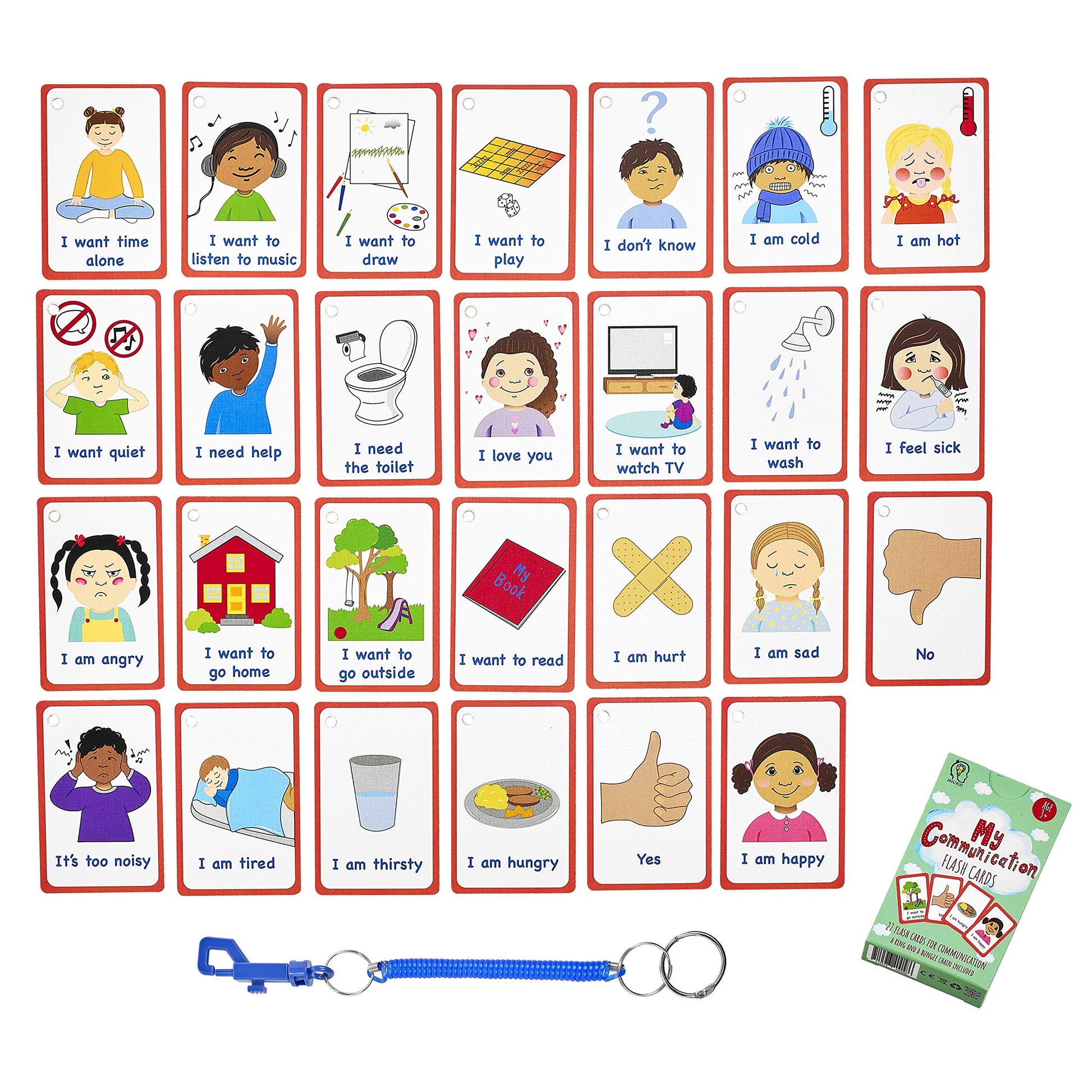 Amonev Special Needs My Communication Cards for Special Ed, Speech Delay Non Verbal Children and Adults with Autism 27 Flashcards for Visual aid or