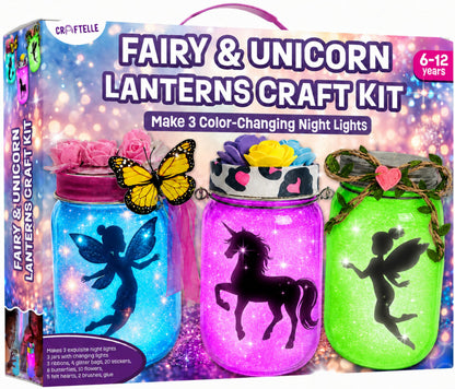 Light-up Unicorn Fairy & Mermaid Lanterns Craft Kit - Valentines Day Craft Kits for 8 9 10 11 12 Year Old Girls - Creative Art Girl Toys 8-10 Years