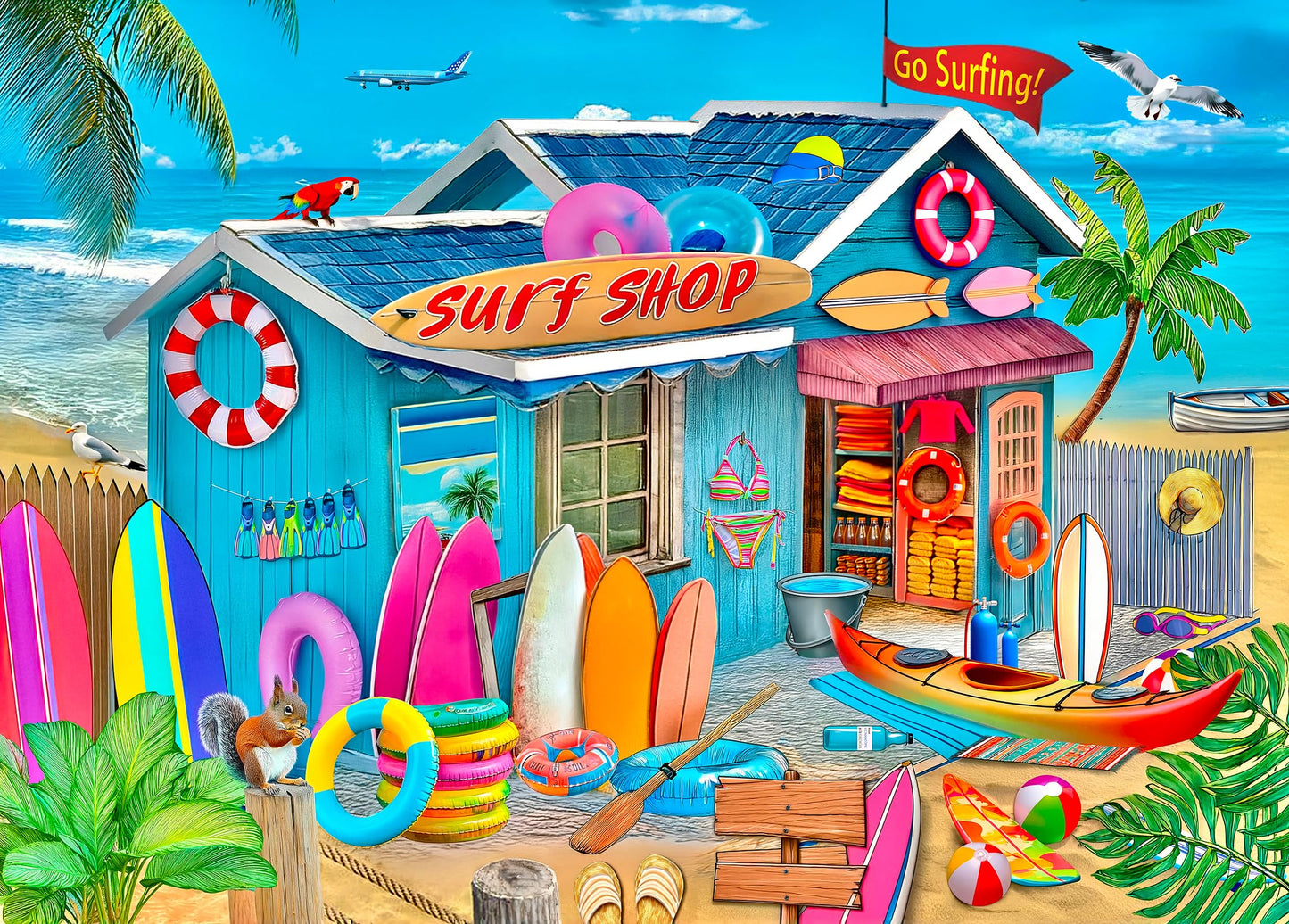 500 Piece Puzzles for Adults- Summer Beach Jigsaw Puzzle - Beach Surf Shop