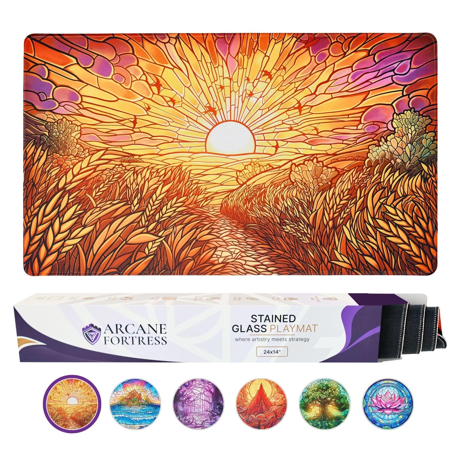 MTG Magic The Gathering Playmat 24x14 Inches, Original Art, Non-Slip TCG Playmat with Rubber Bottom & Stitched Edges, Commander TCG Rollable