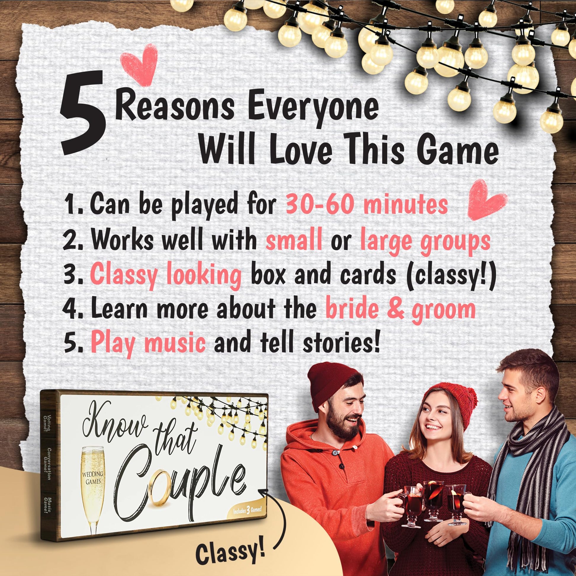 Know that Couple - Bridal Shower & Engagement Party Game 3-in-1 Wedding Celebration Game Fun Storytelling, Music Challenge & Who Knows The Couple Best