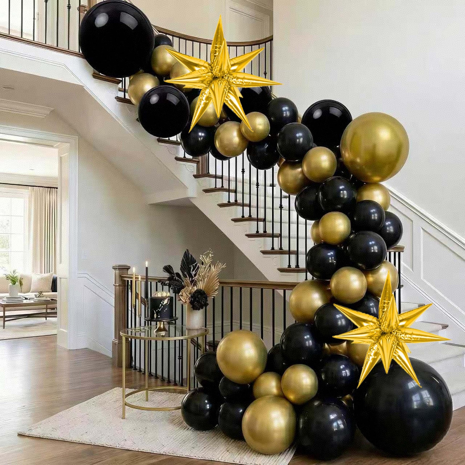 Jenlion 154pcs Balloon Garland Arch Kit,Different Sizes 18 12 10 5 Inch for Birthday Wedding Baby Shower Party Decorations (Black Gold)