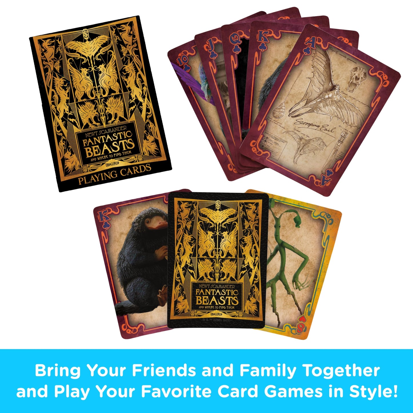 AQUARIUS Fantastic Beasts Playing Cards - Fantastic Beasts Themed Deck of Cards for Your Favorite Card Games - Officially Licensed Fantastic Beasts