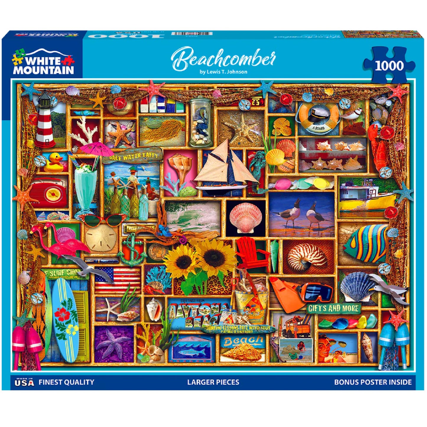 White Mountain 1000 Piece Jigsaw Puzzle Summer Collage, Beach Comber