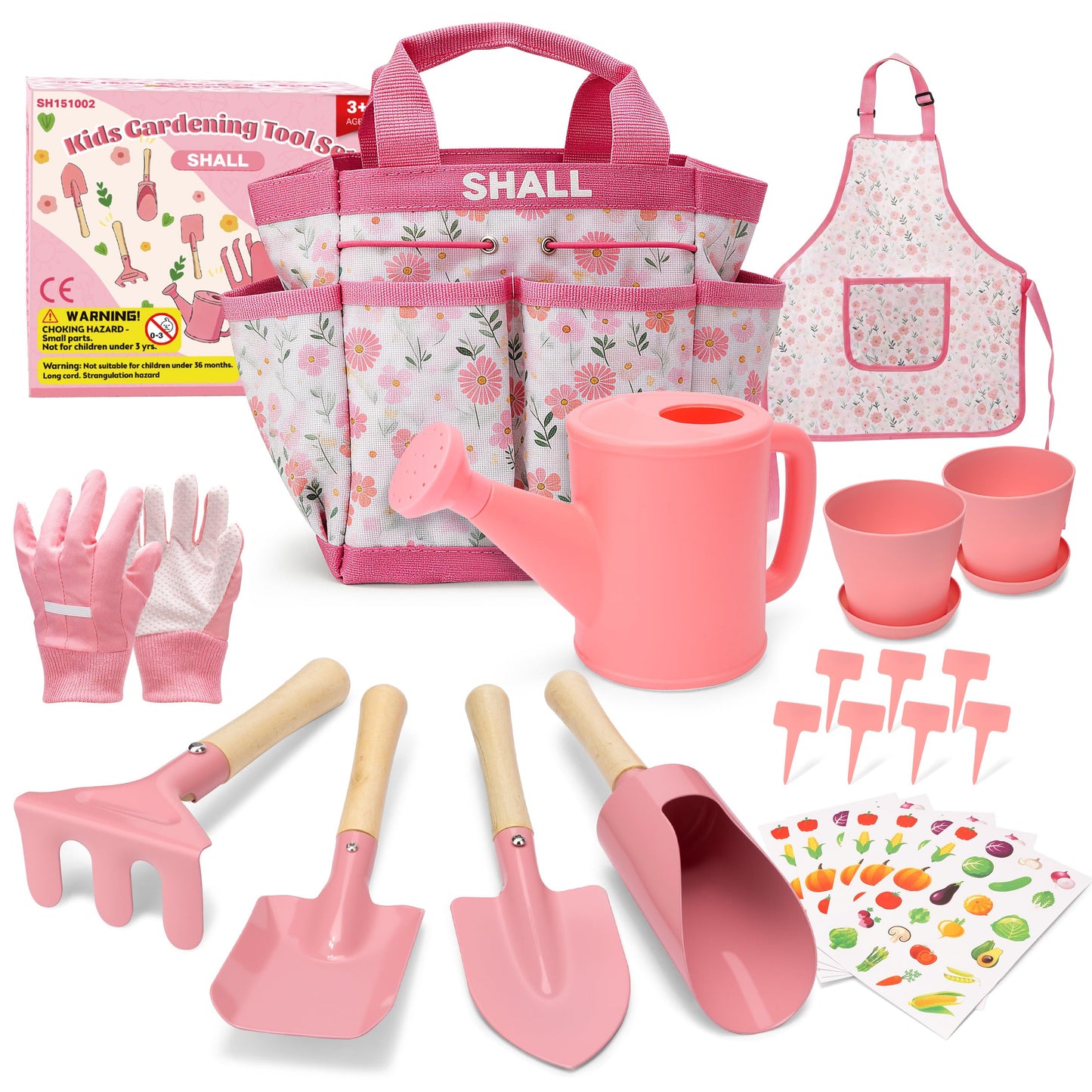 SHALL Kids Gardening Set, New Garden Tools Kit for Kids Toddler Boys Girls