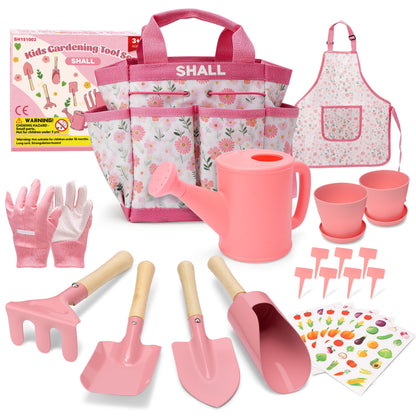 SHALL Kids Gardening Set, New Garden Tools Kit for Kids Toddler Boys Girls