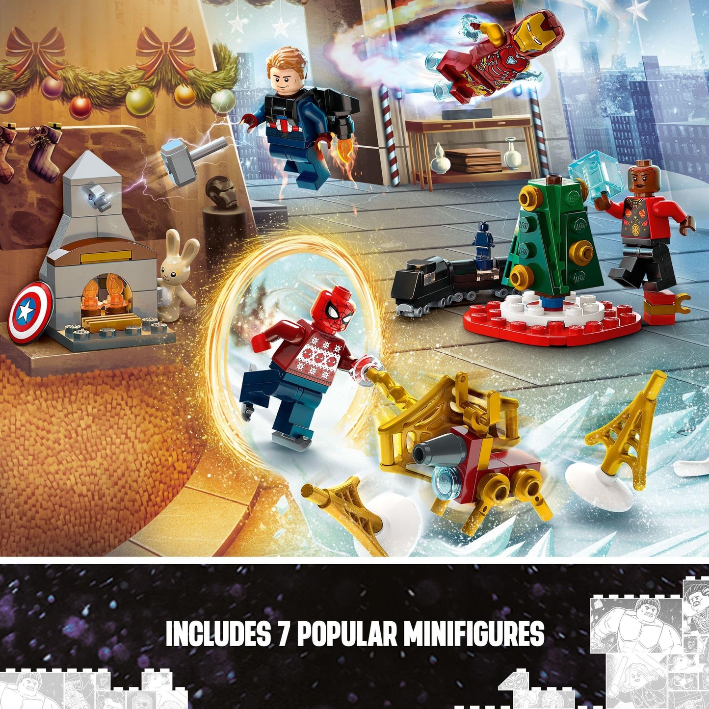 LEGO Marvel Avengers 2023 Advent Calendar 76267 Holiday Countdown Playset with Daily Collectible Surprises and 7 Super Hero Minifigures such as Doctor