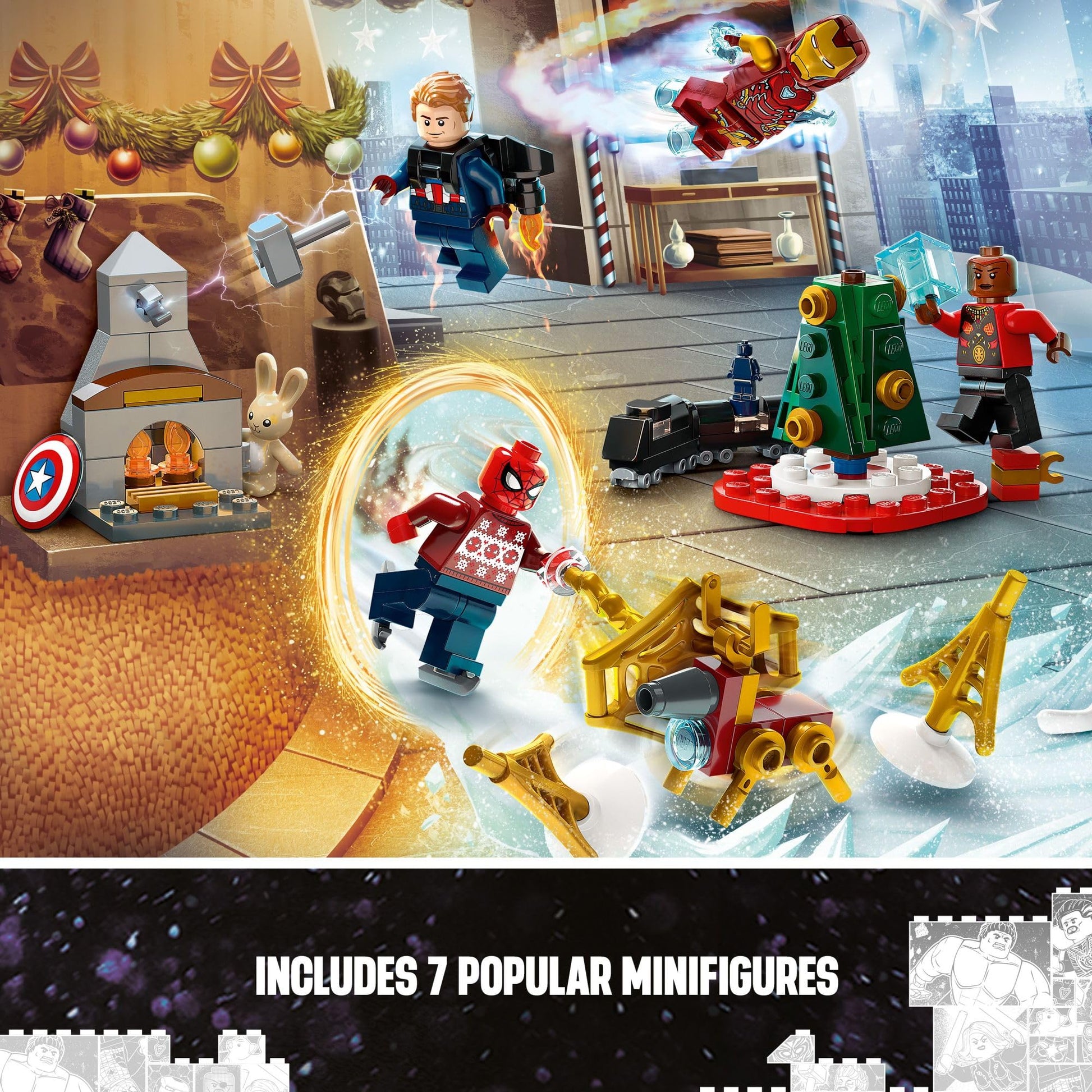 LEGO Marvel Avengers 2023 Advent Calendar 76267 Holiday Countdown Playset with Daily Collectible Surprises and 7 Super Hero Minifigures such as Doctor