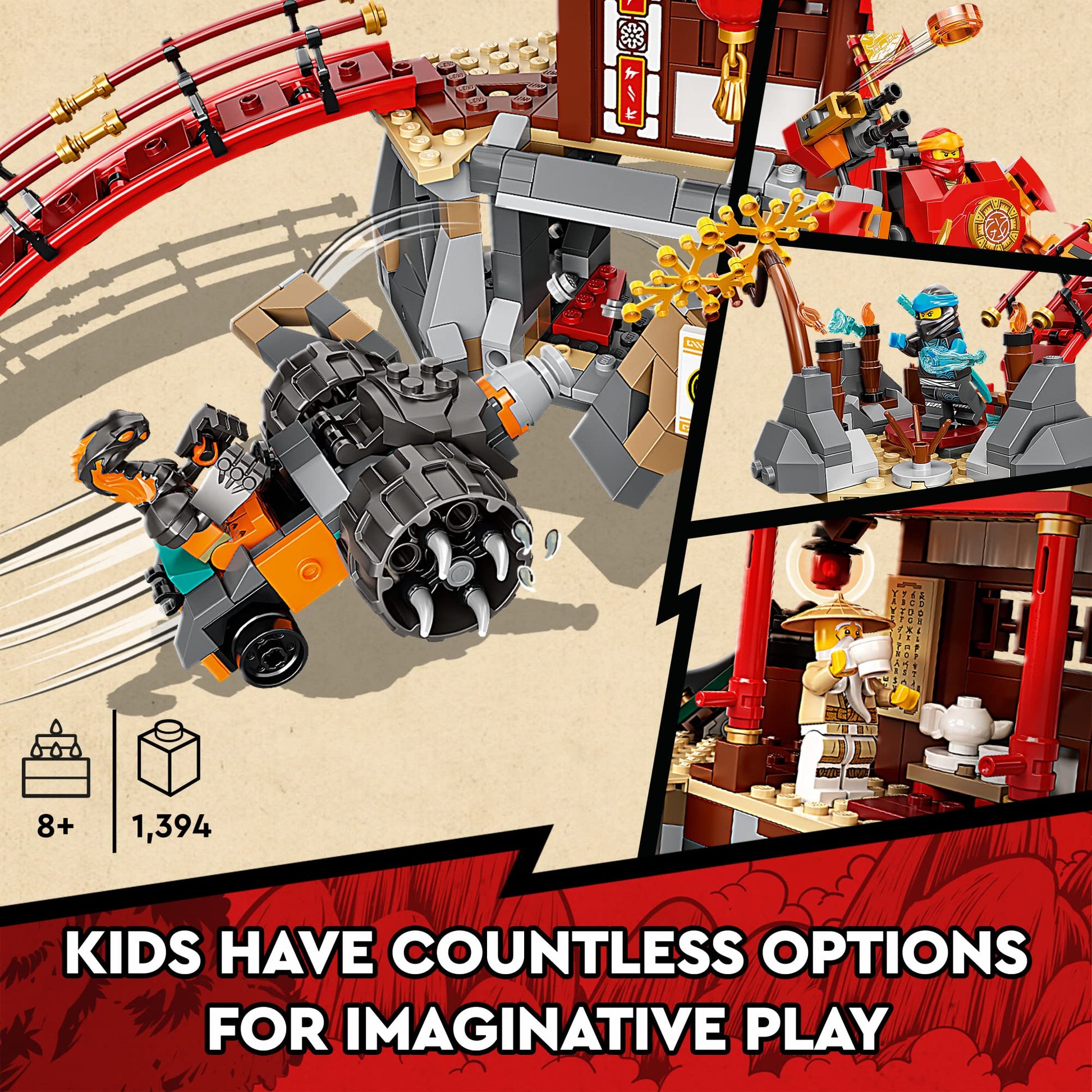 LEGO NINJAGO Ninja Dojo Temple Masters of Spinjitzu Set 71767, Ninja Toy Building Kit with 8 Minifigures and Toy Snake Figure, Collectible Mission