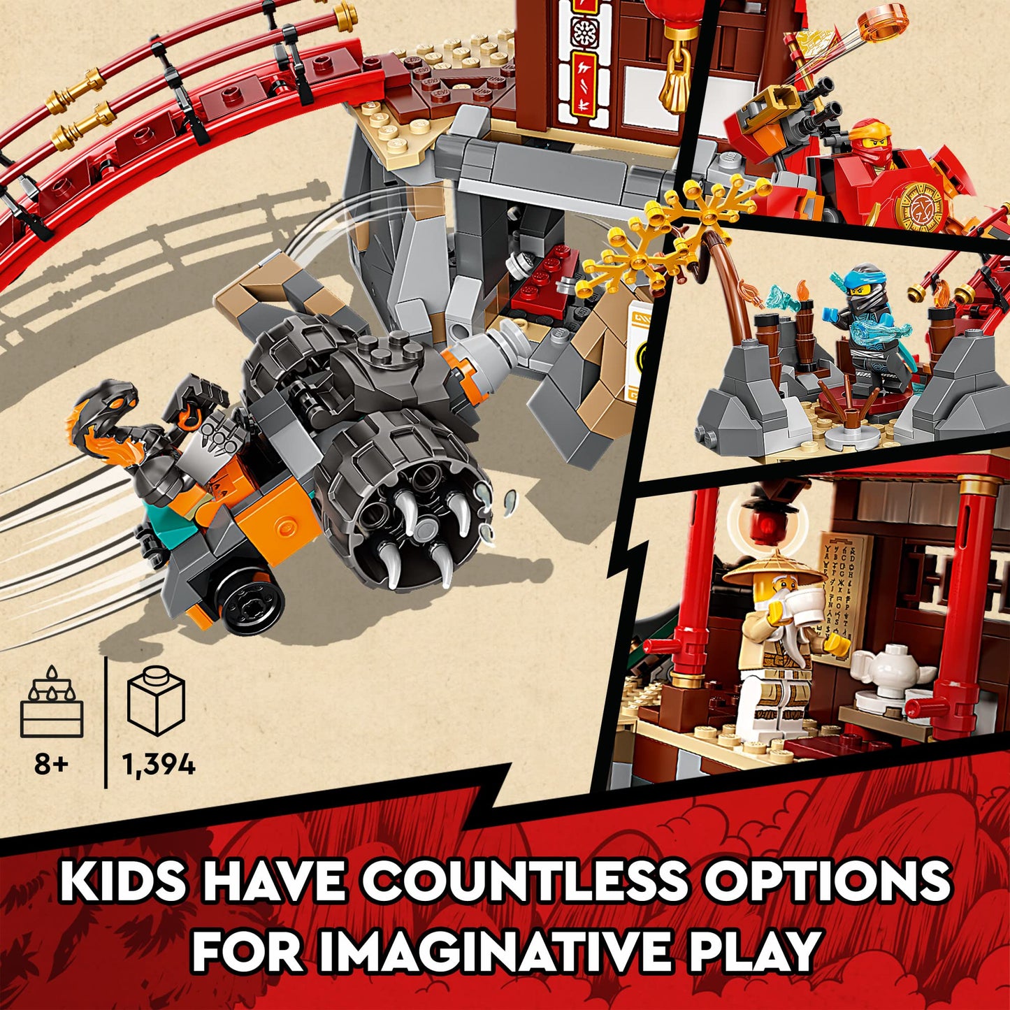 LEGO NINJAGO Ninja Dojo Temple Masters of Spinjitzu Set 71767, Ninja Toy Building Kit with 8 Minifigures and Toy Snake Figure, Collectible Mission